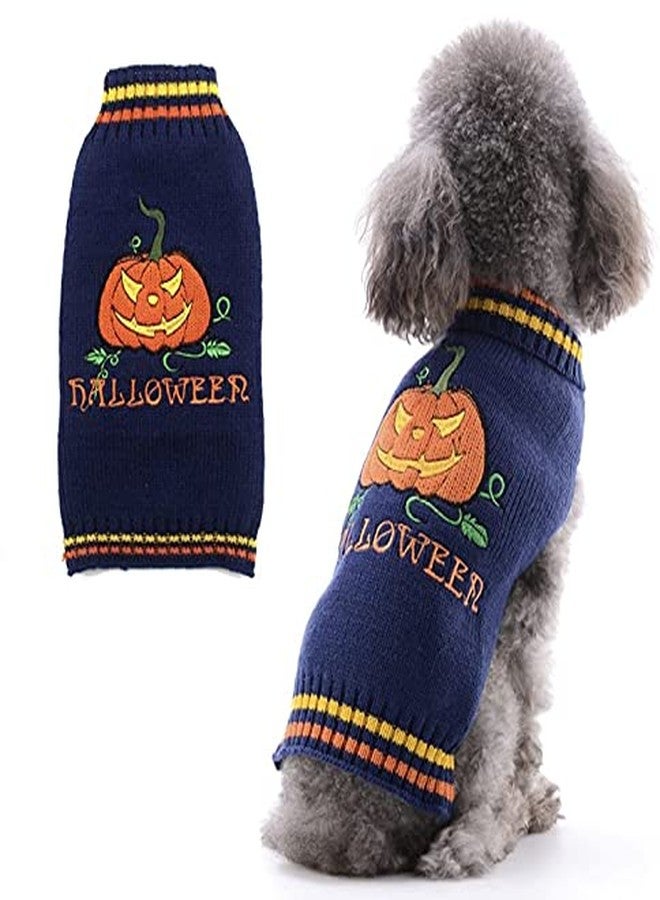 PETANGEL Halloween Small Dog Sweater | Turtleneck Sweater Pumpkin Pattern Knitwear Warm Pet Jumper Jacket Clothes for Maltese, Yorkie, Shih Tzu etc.(Size: M, Chest 38 cm, Back Length: 36 cm) - Image 1